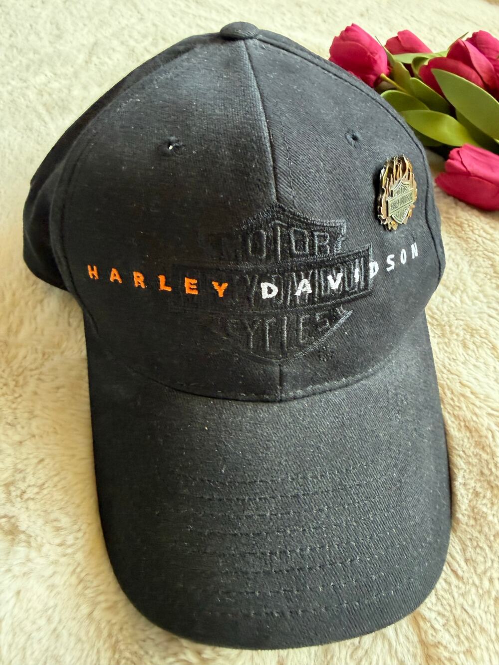 Harley Davidson Baseball Cap Flame Pin